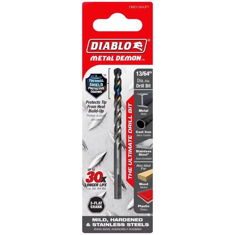 Metal Demon 13/64" Stainless Steel Drill Bit – 3‑flat Shank