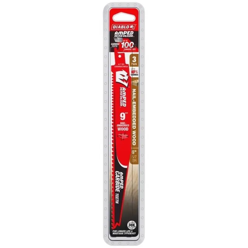 Amped Demo Demon 9‑inch Reciprocating Saw Blade – 5.7 tpi Carbide Edge With Black I.c.e. Coating