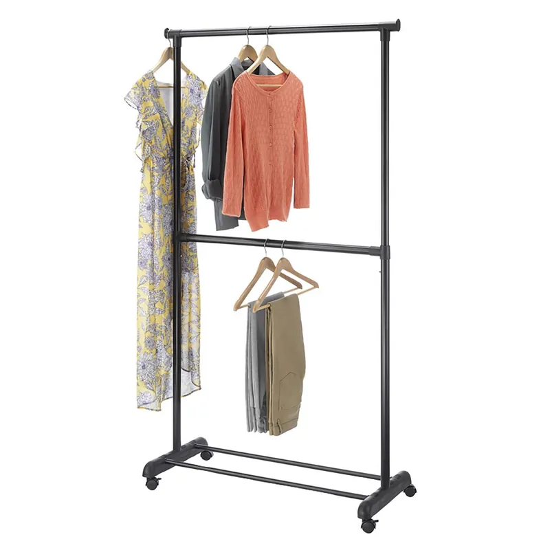70.25 In H X 37.25 In W X 18.5 In L Metal Adjustable Garment Rack With Wheels