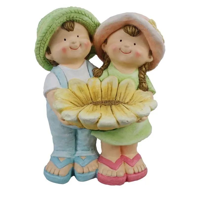 14‑inch Multi‑color Resin & Stone Garden Statuary – Vibrant Outdoor Sculpture
