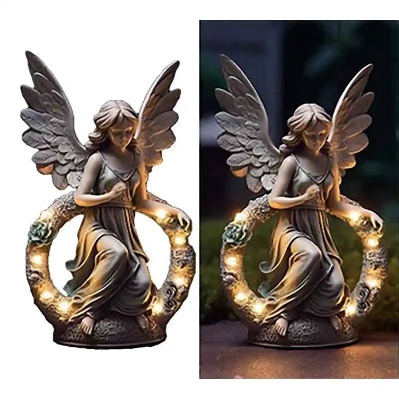 14‑inch Multi‑color Polyresin Garden Statuette – Solar Powered Outdoor Décor