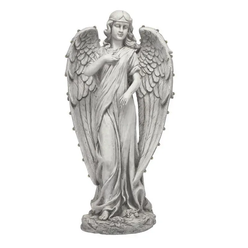 31‑inch White Angel Outdoor Statue – Fiberglass & Mgo Solar‑powered Sculpture