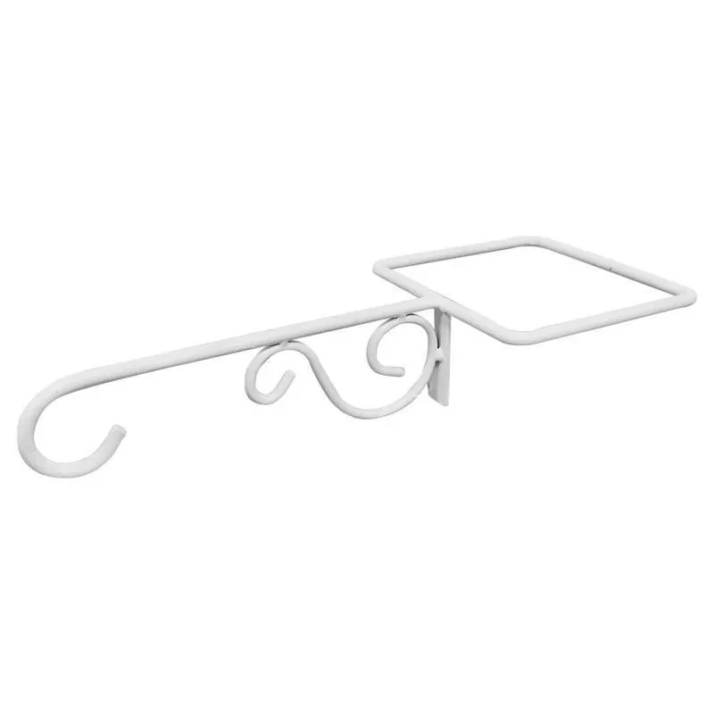 White Steel Scroll Fence Post Plant Hanger – 2‑piece Outdoor Set