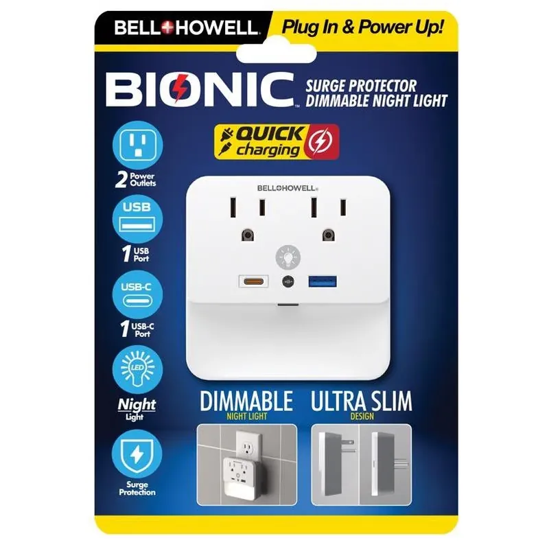 Bionic Non‑nema Plastic Grounding Plug With Night Light – Residential Safety Solution