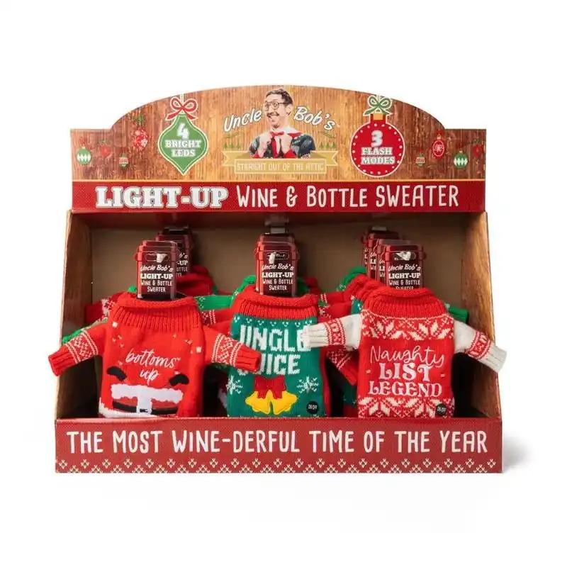 Light‑up Wine Bottle Sweater – Assorted Colors