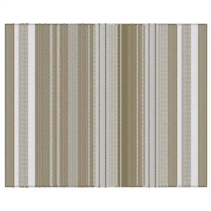Vivsun 8‑ft X 10‑ft Brown Stripe Polyester Accent Rug – Washable Indoor/outdoor