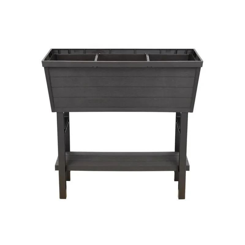 Brown Uv‑resistant Elevated Garden Box – 31×32.25×14.5 in. Pp Plastic Planter
