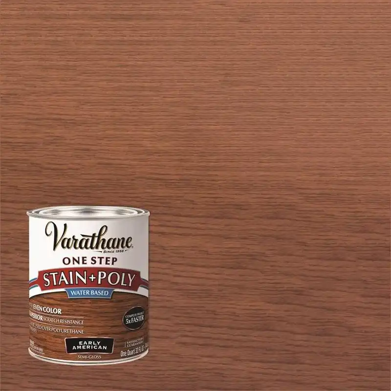 Stain & Polyurethane, Water-based, Early American, 1-qt.