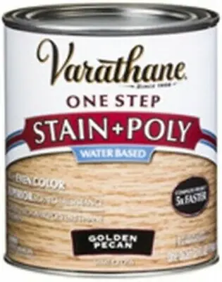 Stain & Polyurethane, Water-based, Semi Gloss Golden Pecan, 1-qt.
