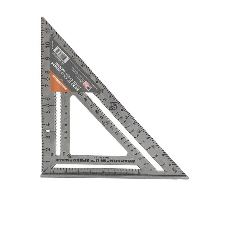 Big 12 7‑in‑1 Aluminum Speed Square – 12‑in Framing, Miter & Protractor Tool