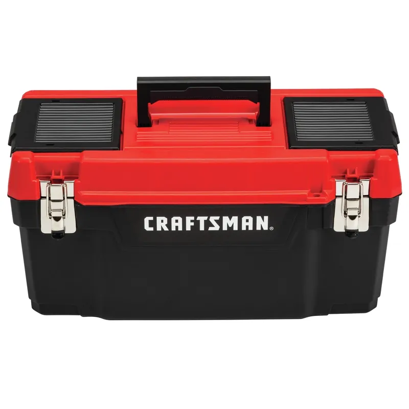 20 In. Lockable Plastic Tool Box With Removable Tray And Organizers