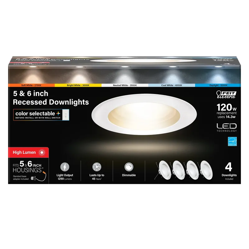 Enhance Frost White 7.5 In. W Aluminum Led Dimmable Recessed Downlight 14.3 W