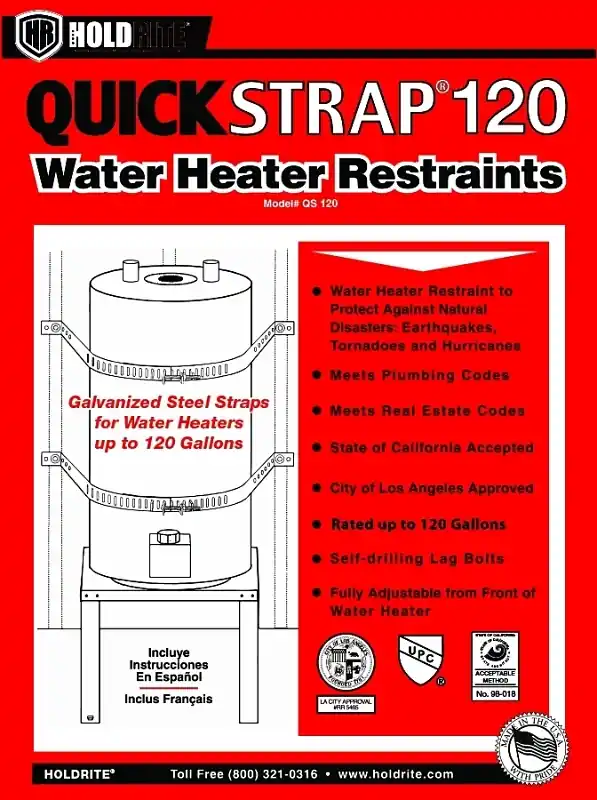 120 Gallon Water Heater Restraining Strap - Adjustable & Durable