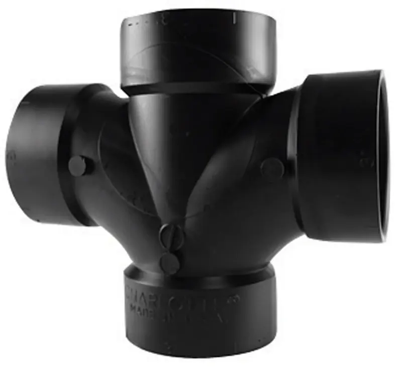 Abs/dwv Double Sanitary Tee, 3 In.