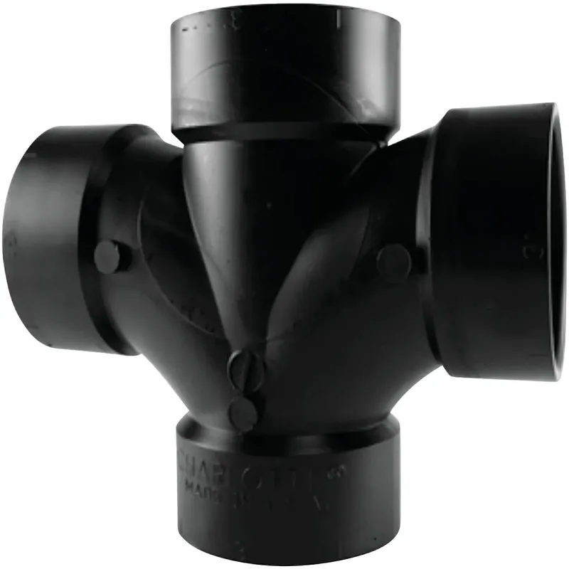 Abs/dwv Double Sanitary Tee, Hub X Hub X Hub, 2 In.
