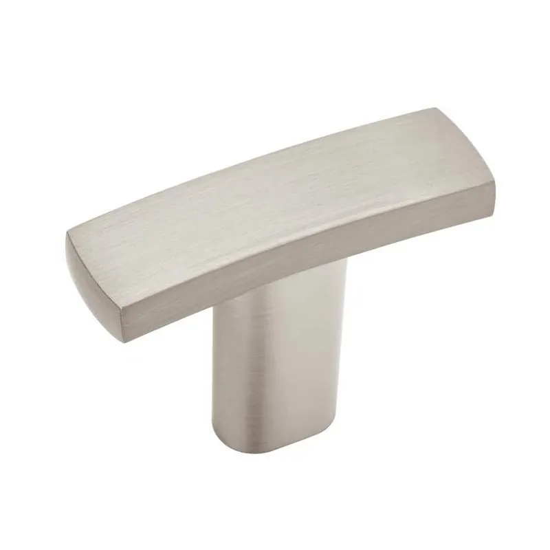 Satin Nickel Zinc Cabinet Knob – 6‑piece Set, 1.06‑in Projection, Rectangular Contemporary Design