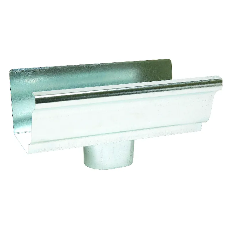 End Piece With Drop For 4 In. Gutter, Mill Finish Galvanized Steel, 4 In.