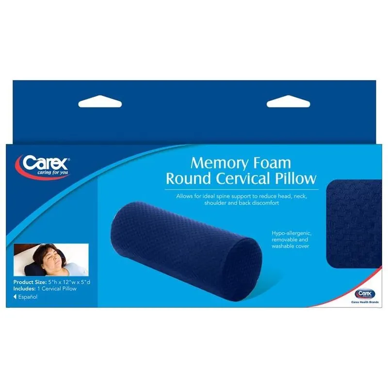 Carex Navy Memory Foam Support Pillow – Compact Comfort