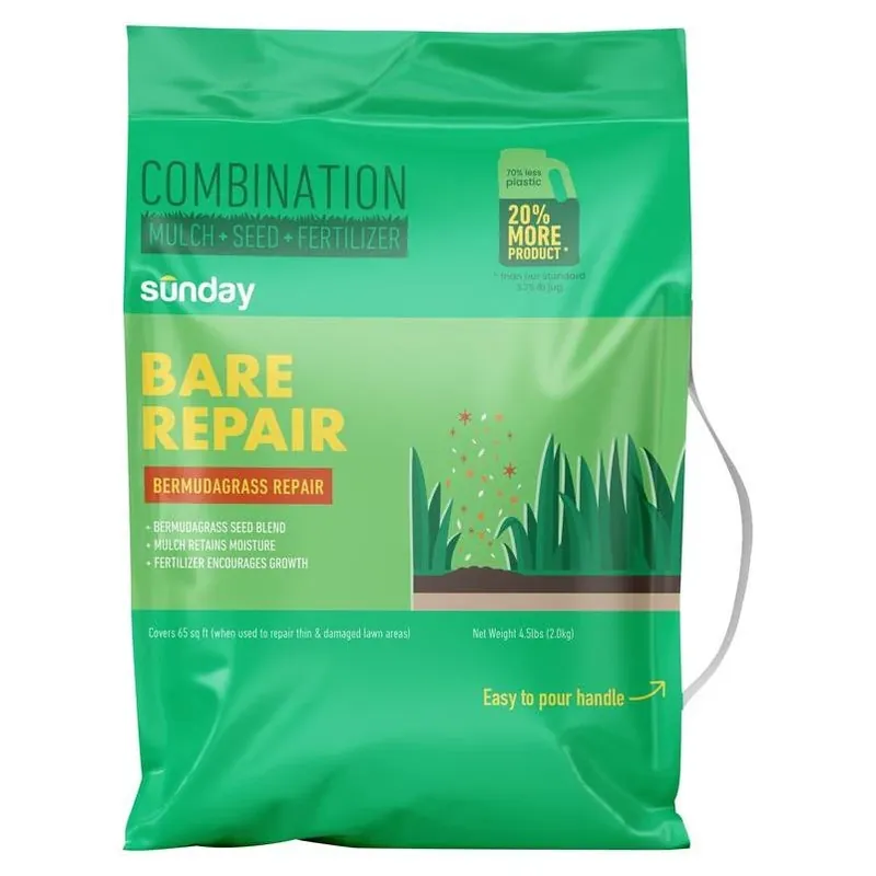 Bare Repair Premium Bermuda Lawn Mix – Fertilizer, Mulch & Seed For Full‑sun (4.5 lb)