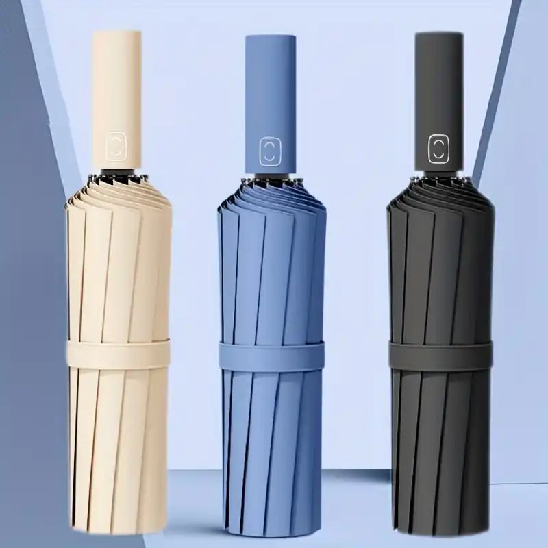 Windproof 12rib Automatic Large Umbrella Dualuse Rain Sun Protection