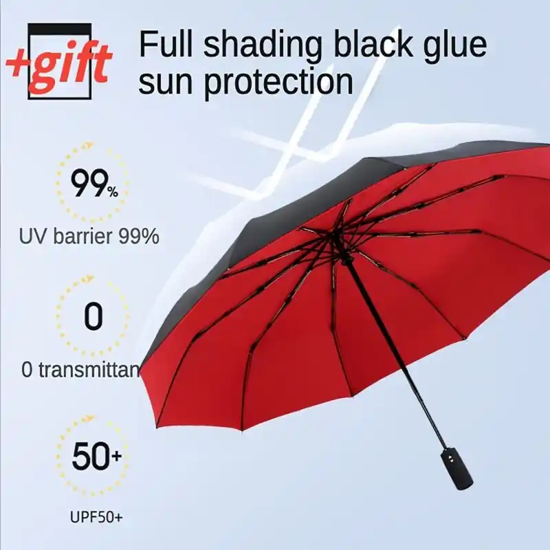 Windproof 10rib Automatic Folding Umbrella Durable Compact Waterresistant