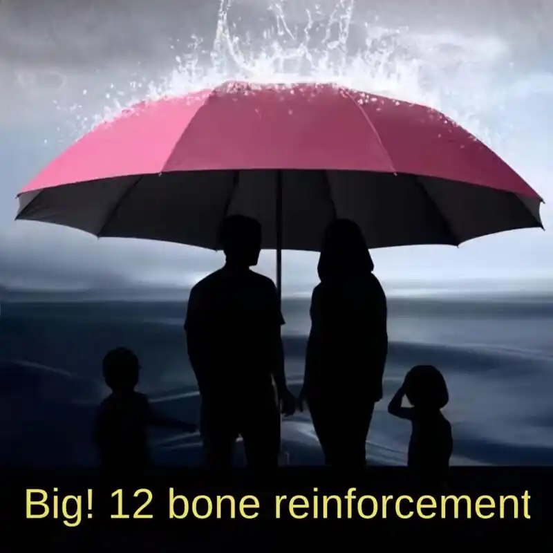 12rib Windproof Waterproof Folding Umbrella Large Canopy Durable For Travel
