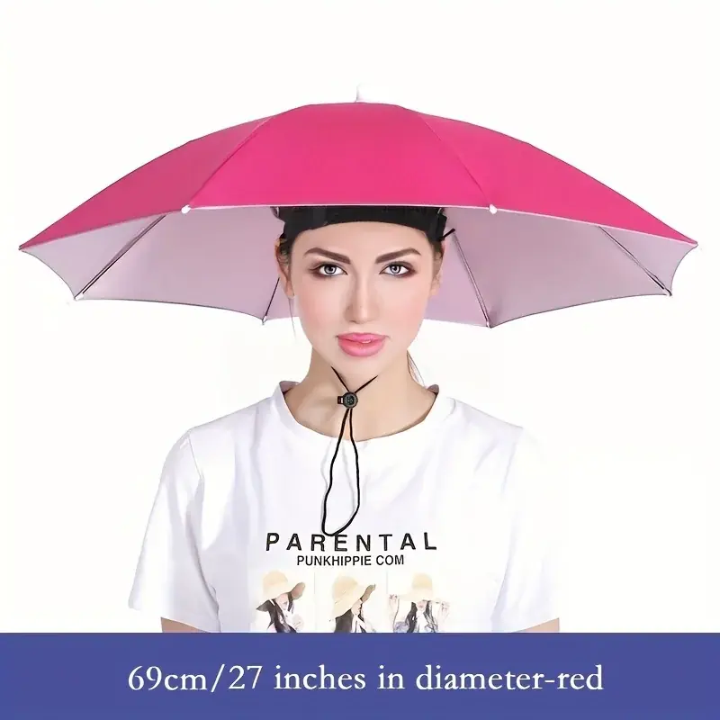 27in Lightweight Dualuse Hat Umbrella For Outdoor Rain Or Shine