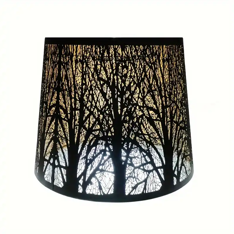 Tree Motif Artistic Metal Lampshade Blackgolden Table Floor Decor