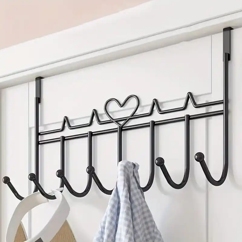 Multifunctional 7hook Overthedoor Storage Rack Spacesaving Sturdy Modern Design