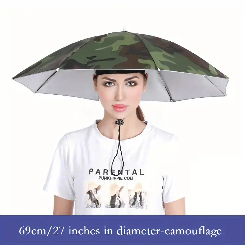 Lightweight Waterresistant Adult Beach Sun Hat With Handsfree Umbrella Cap