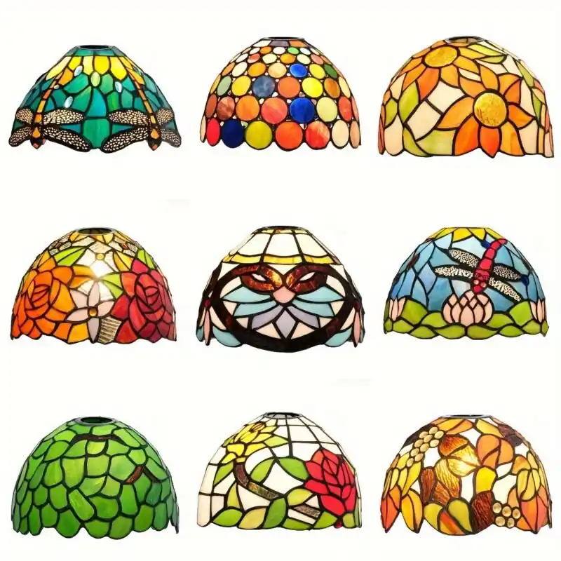8 Dragonfly Sunflower Tiffany Lamp Stained Glass Antique Finish Decor