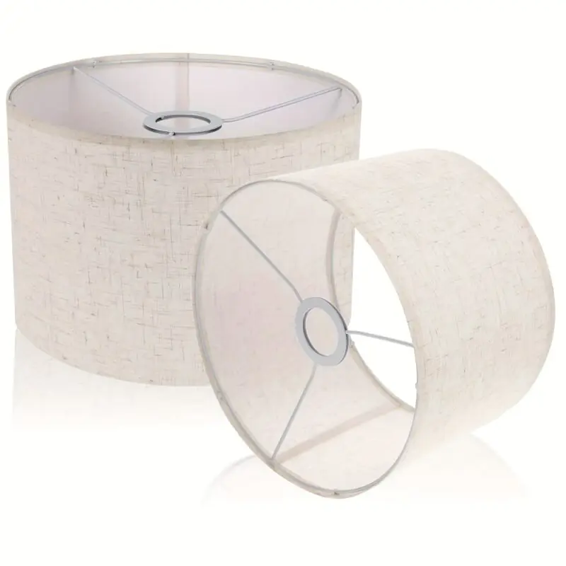 Linen Drum Lamp Shades 2pack Handcrafted Beige Finish Modern Decor