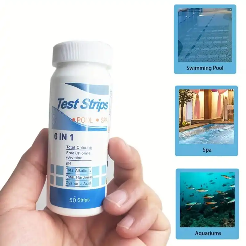 50pack Pool Test Strips Chlorine Ph Alkalinity Bromine Testing