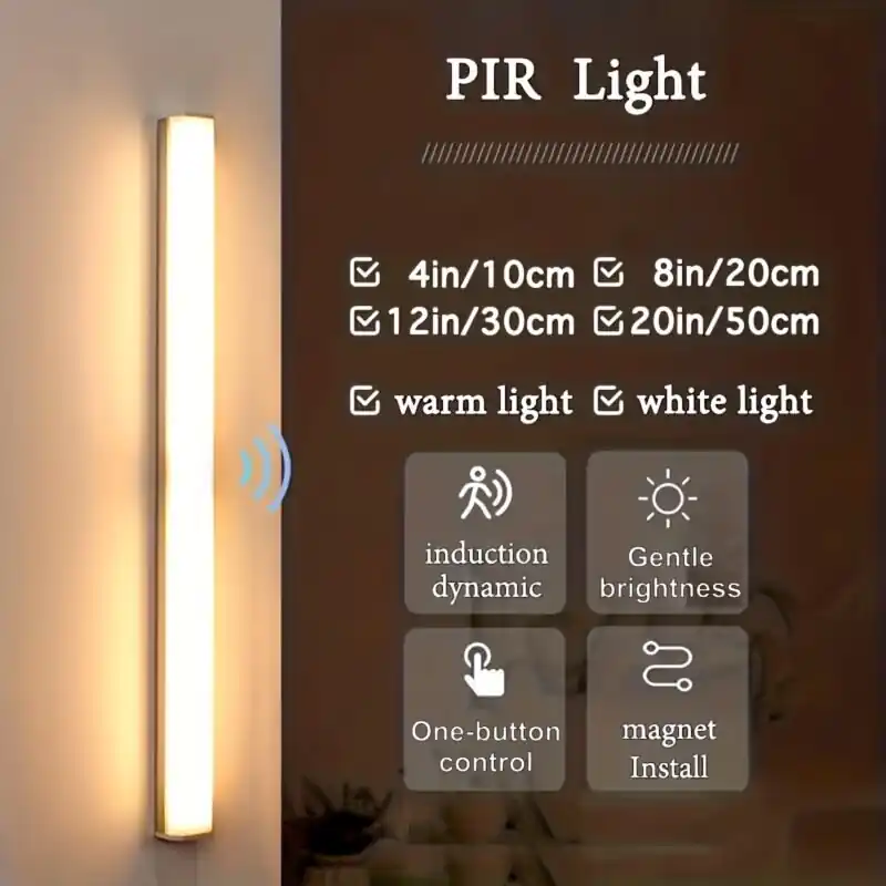 Rechargeable Led Motion Sensor Light Bar Wireless Usb Autoon Longlasting