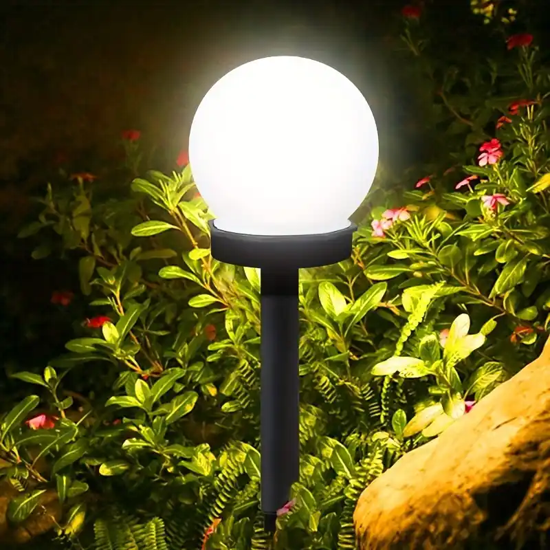 Solar Globe Lights 3pack Waterproof Cool White Wireless Pathway Lighting