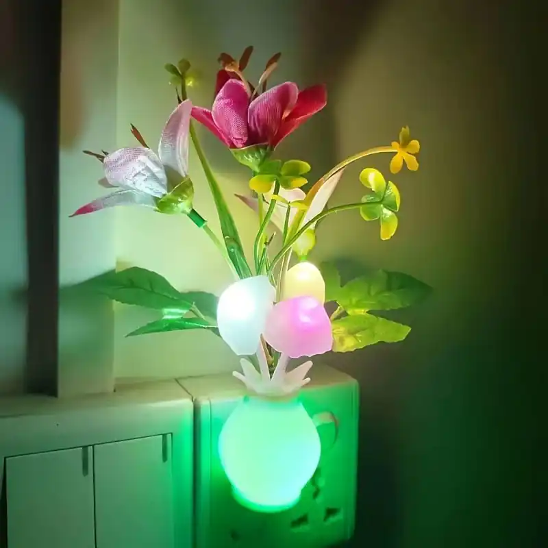 Led Lily Vase Night Light Multicolor Energysaving Wallmounted Beauty