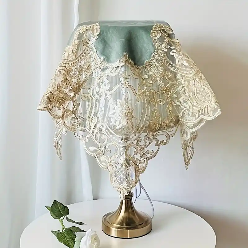 Art Deco Lace Polyester Lamp Cover Dustproof Decorative Bedroom Accent