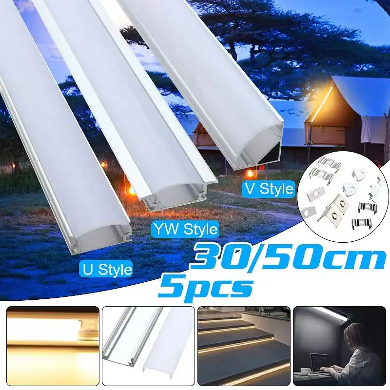 5piece Aluminum Led Strip Light Holder Kit 30cm 50cm Channels