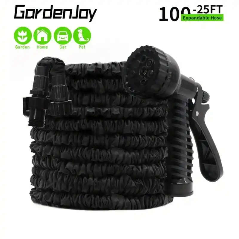 Expandable Highpressure Garden Hose 25ft100ft With 7mode Nozzle Durable Flexible Dirtproof Rubber