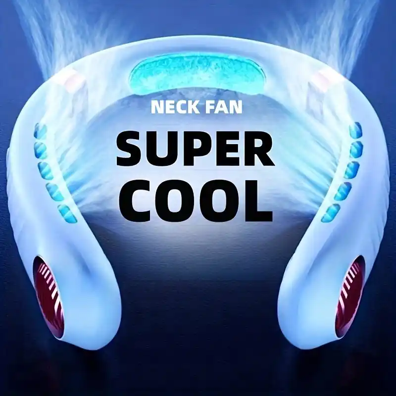 5speed Rechargeable Neck Fan With Display Portable Wearable Usb Charging