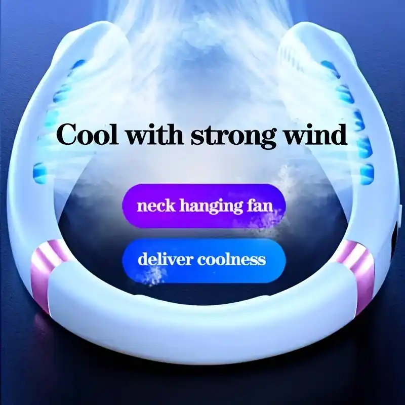 Portable Rechargeable Neck Fan Quiet Powerful Handsfree Cooling For Travel