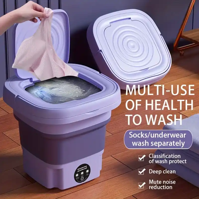 8l Portable Folding Washing Machine Compact Travel Laundry Solution 110v