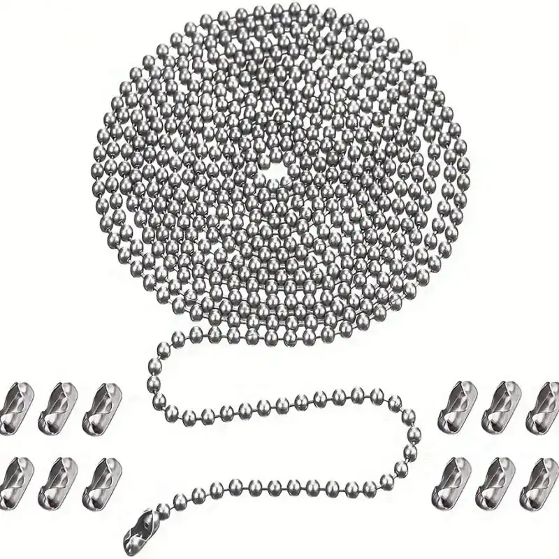 Rustproof Copper Beaded Ceiling Fan Pull Chain Set Shiny Silverbronze Finish