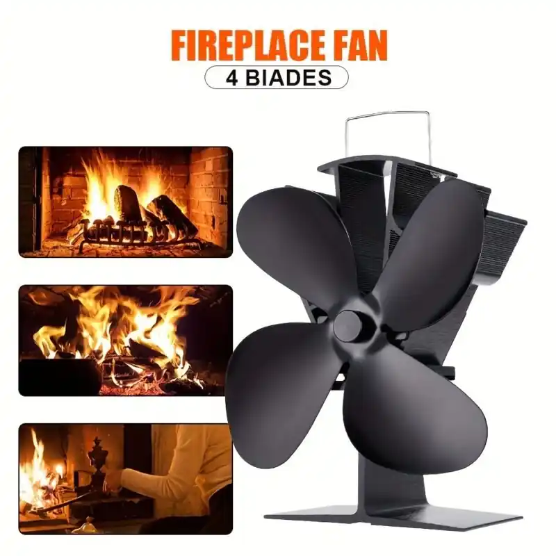 Heat Powered 4blade Stove Fan Energy Efficient Quiet Portable Home Comfort