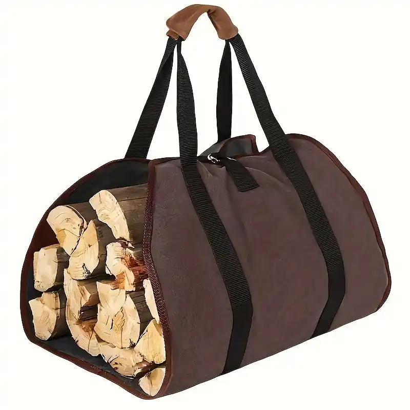 Extra Large Wax Canvas Firewood Carrier Bag With Handles Heavy Duty