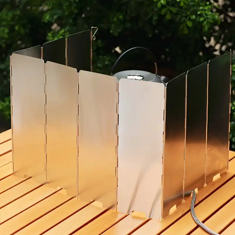 Compact Foldable Aluminium Bbq Windshield Portable Camping Picnic Wind Guard