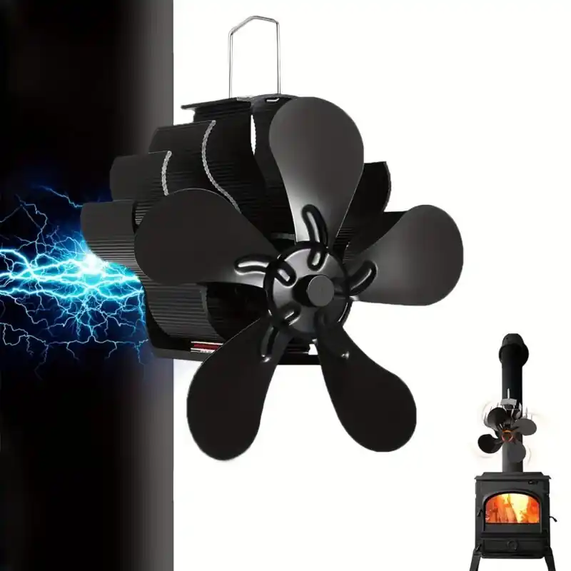 5blade Magnetic Heat Powered Stove Fan Silent Efficient