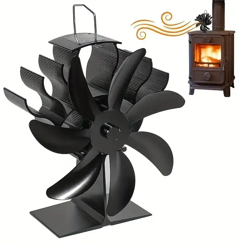 Heatpowered Silent 7blade Stove Fan Efficient Rustproof Wood Burner Circulator
