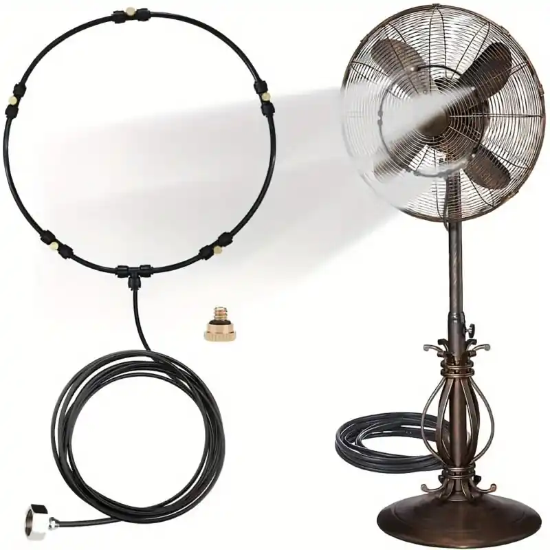 Fan Misting System Kit Brass Nozzles Spray Heads 3m Hose