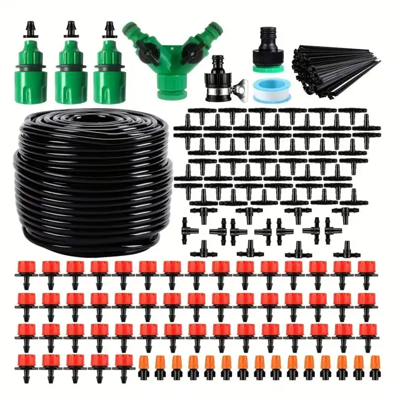 164ft Diy Garden Drip Irrigation Kit Watersaving Adjustable Flow Home Gardening